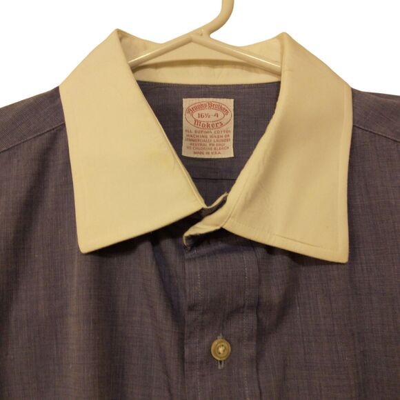 Brooks Brothers vintage Makers dress shirt mens L Large 16.5-4 blue made in USA - Picture 2 of 8